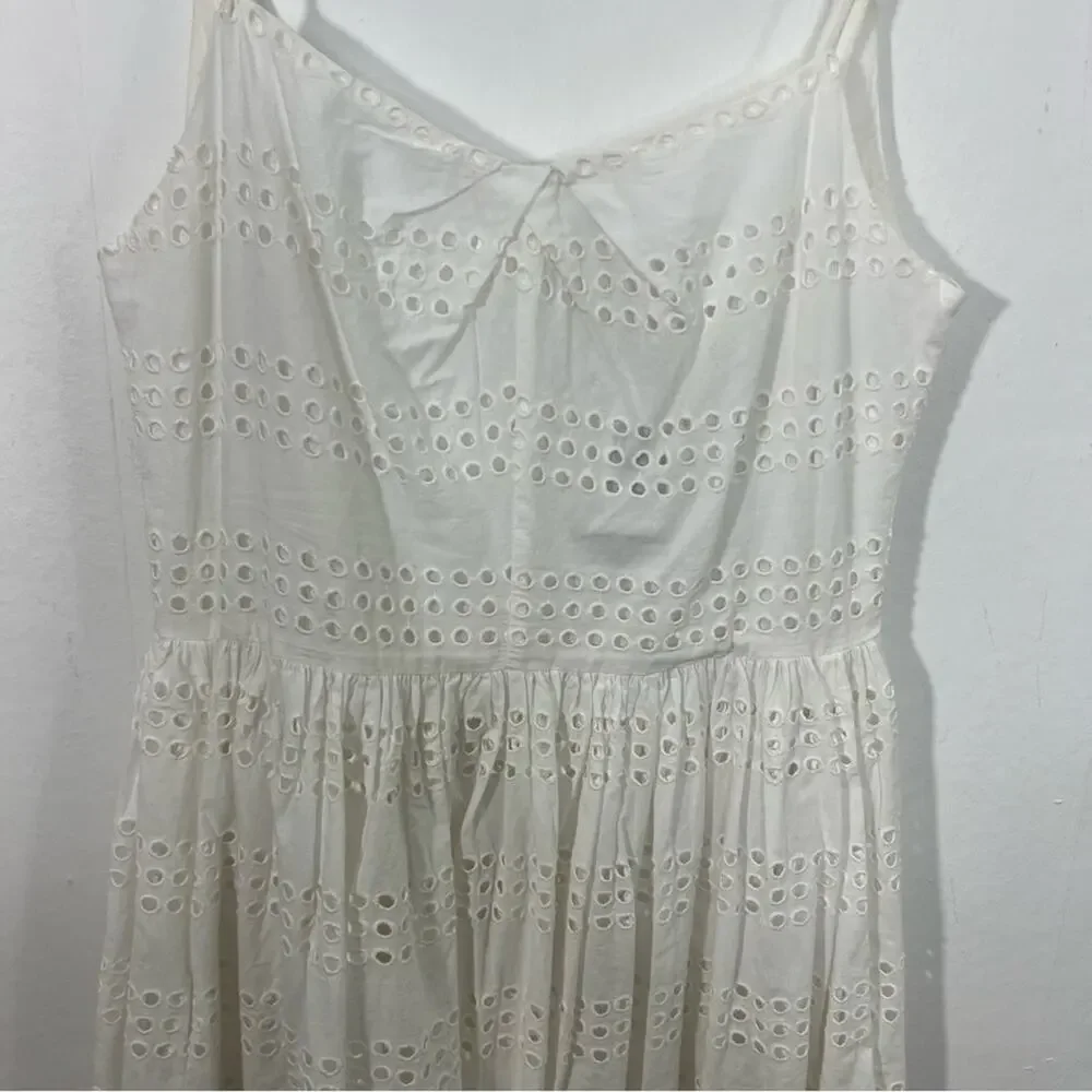 J. Crew White Eyelet Spaghetti Strap Classic Dress Size 6 NWT
